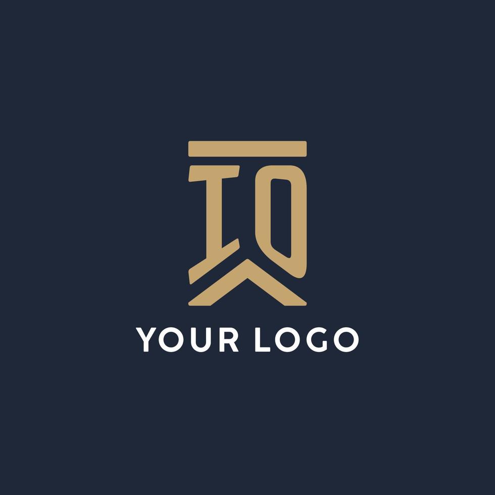 IO initial monogram logo design in a rectangular style with curved sides vector