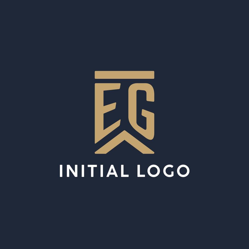 EG initial monogram logo design in a rectangular style with curved sides vector