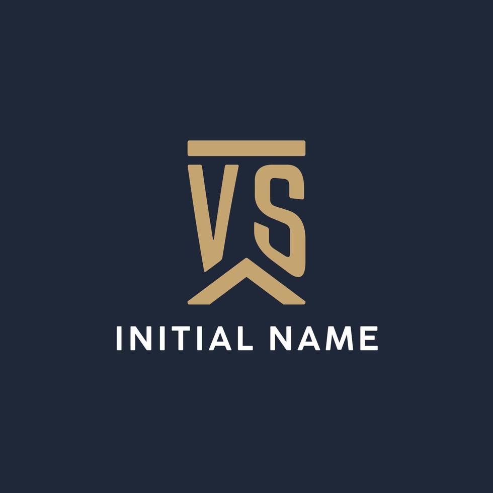 VS initial monogram logo design in a rectangular style with curved sides vector