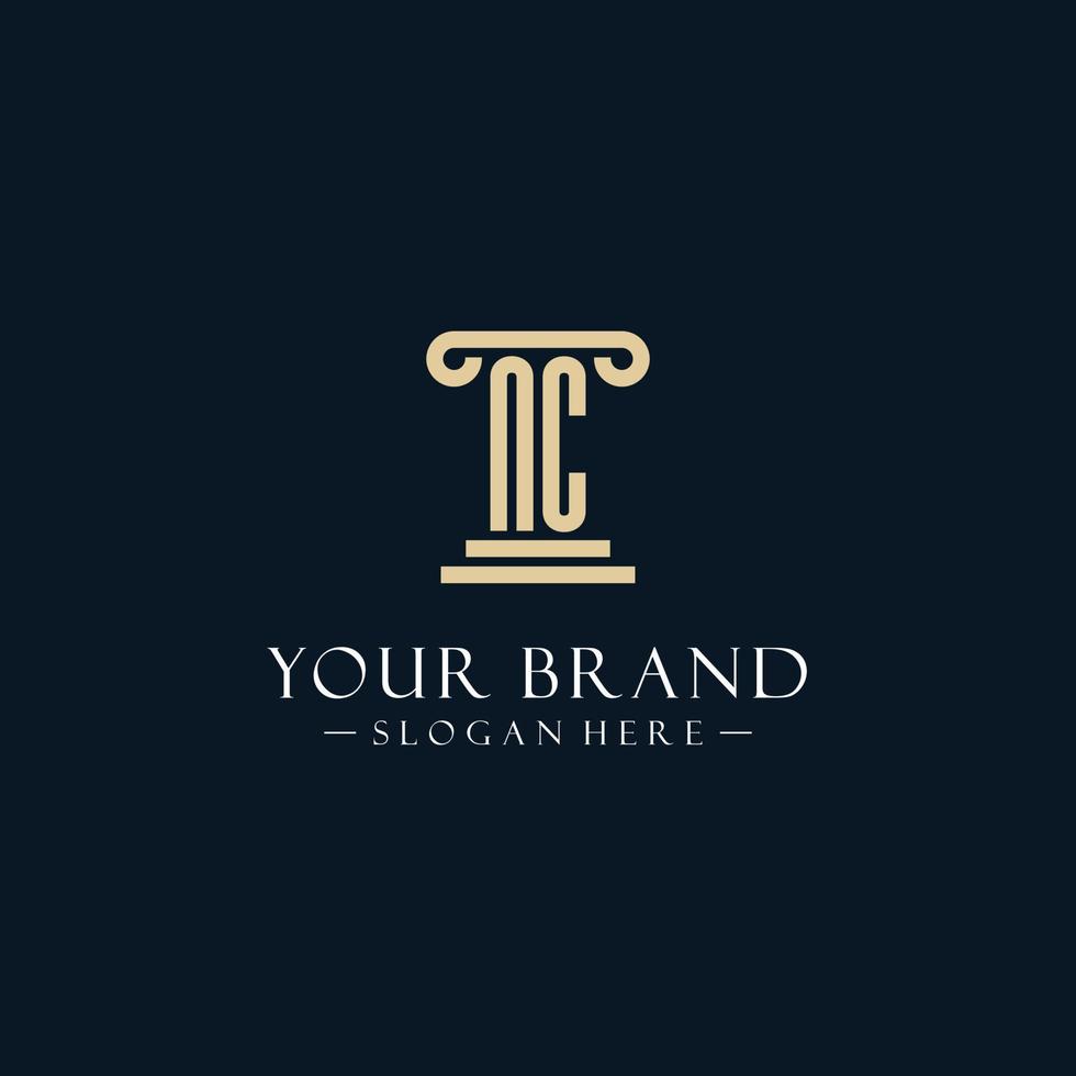 NC initial monogram logos with pillar shapes style vector