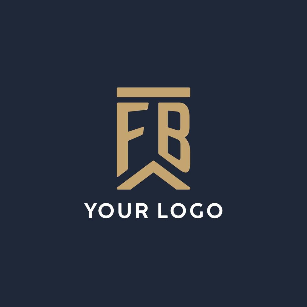 FB initial monogram logo design in a rectangular style with curved sides vector
