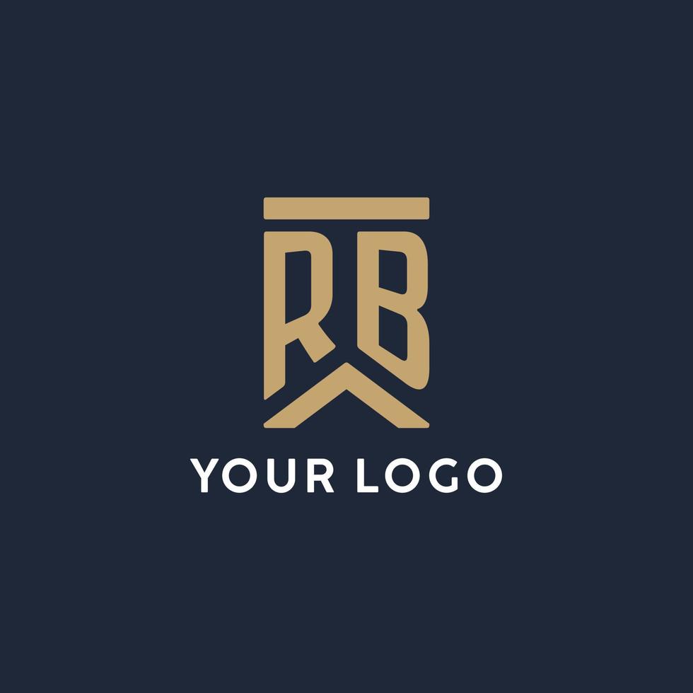 diseño de logotipo de monograma inicial rb en un estilo rectangular con lados curvos vector