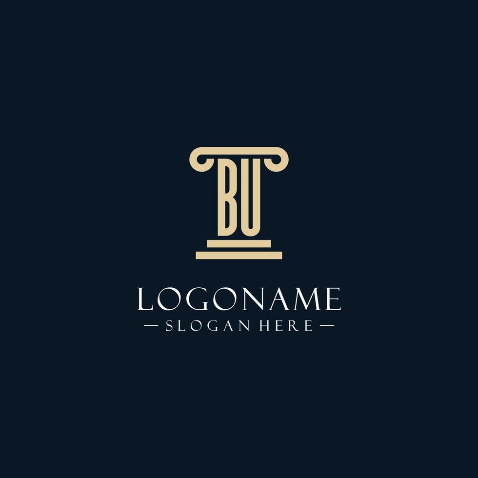 BU initial monogram logos with pillar shapes style vector