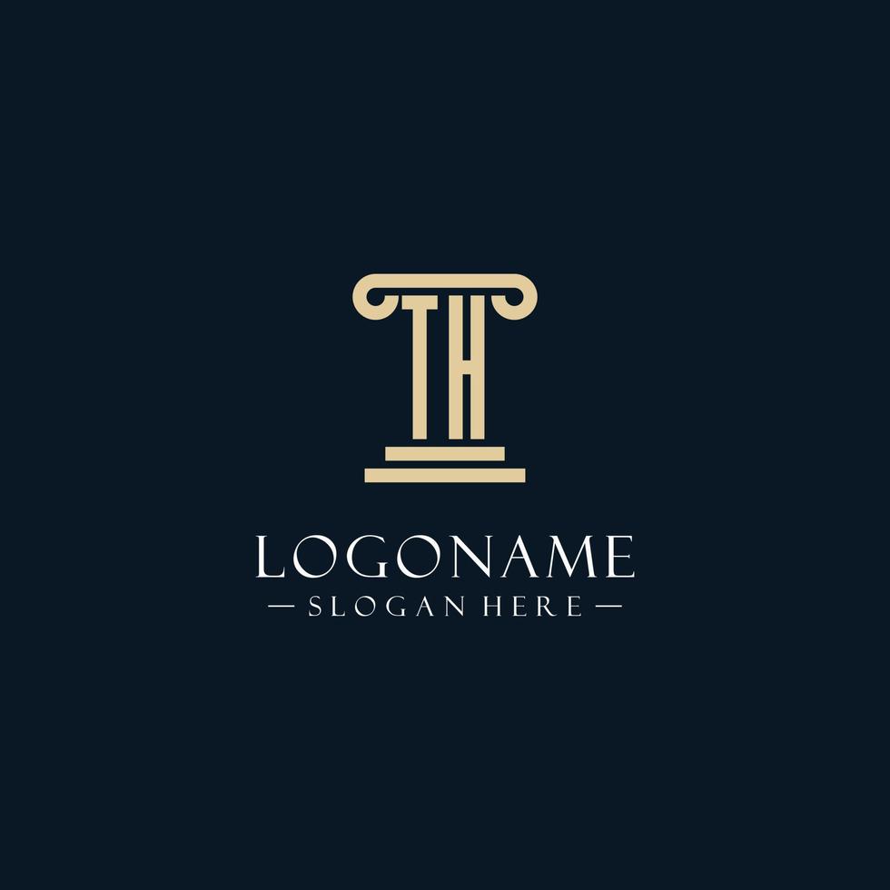 TH initial monogram logos with pillar shapes style vector