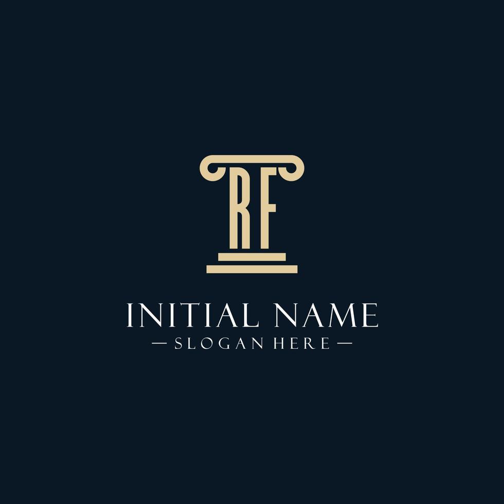 RF initial monogram logos with pillar shapes style vector