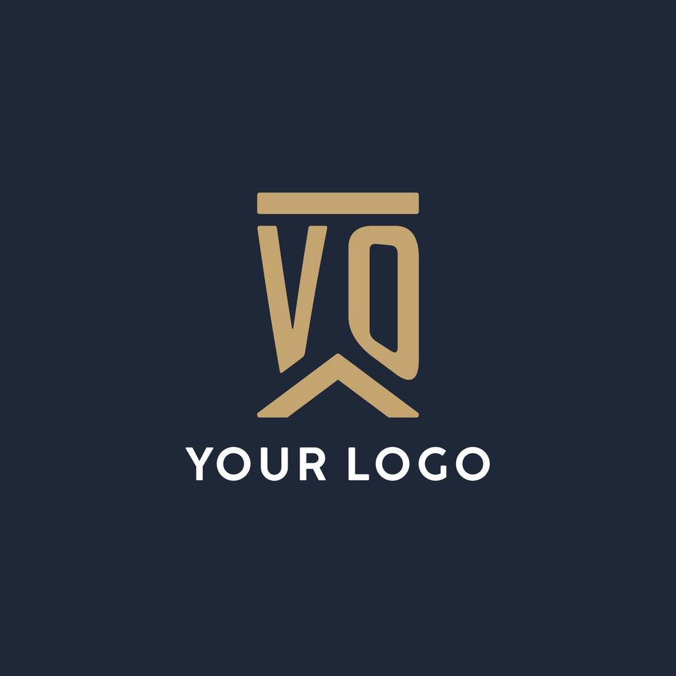 VO initial monogram logo design in a rectangular style with curved sides vector
