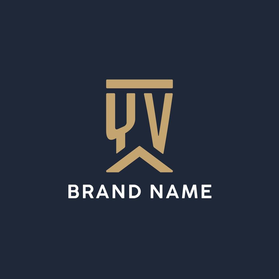 YV initial monogram logo design in a rectangular style with curved sides vector