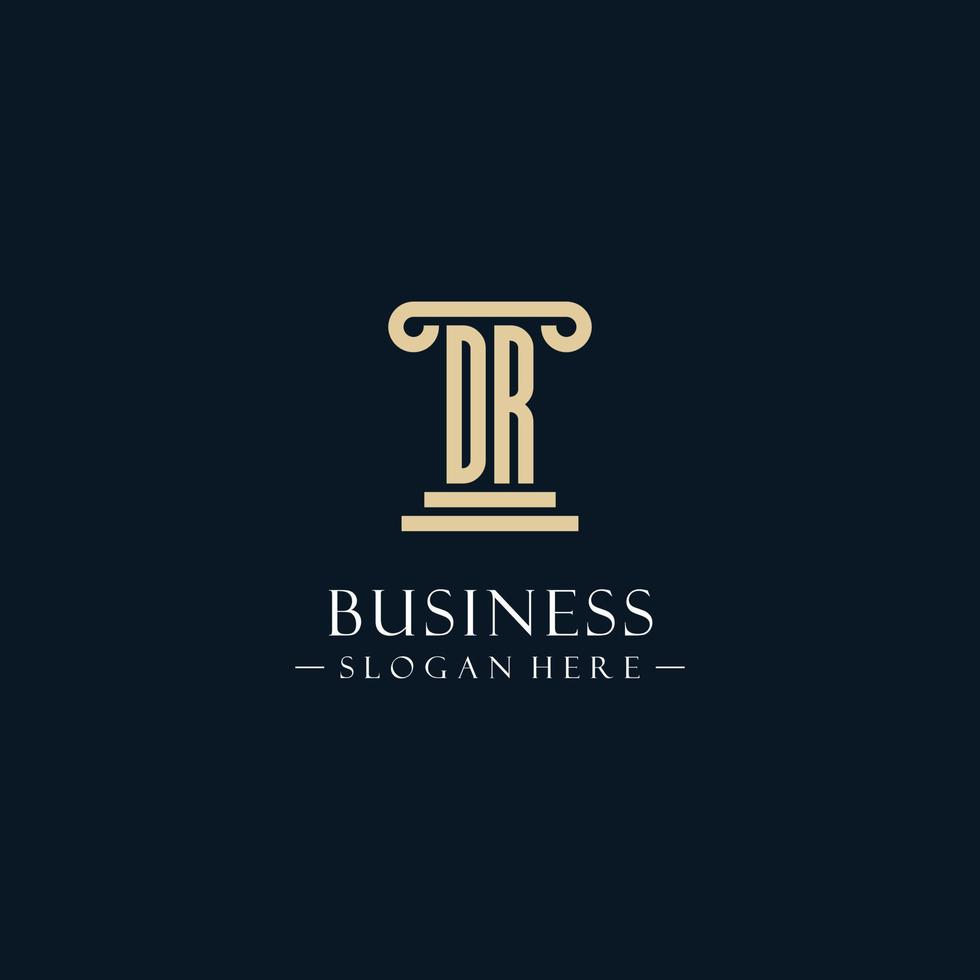 DR initial monogram logos with pillar shapes style vector