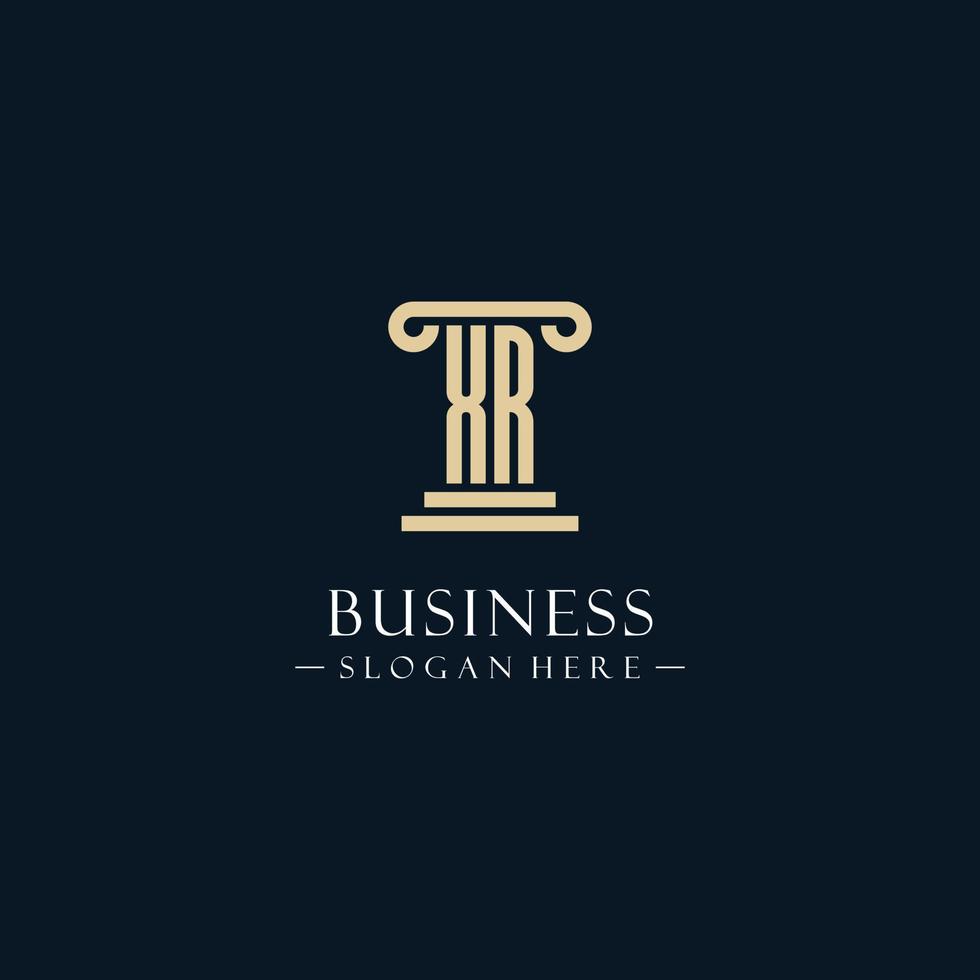 XR initial monogram logos with pillar shapes style vector