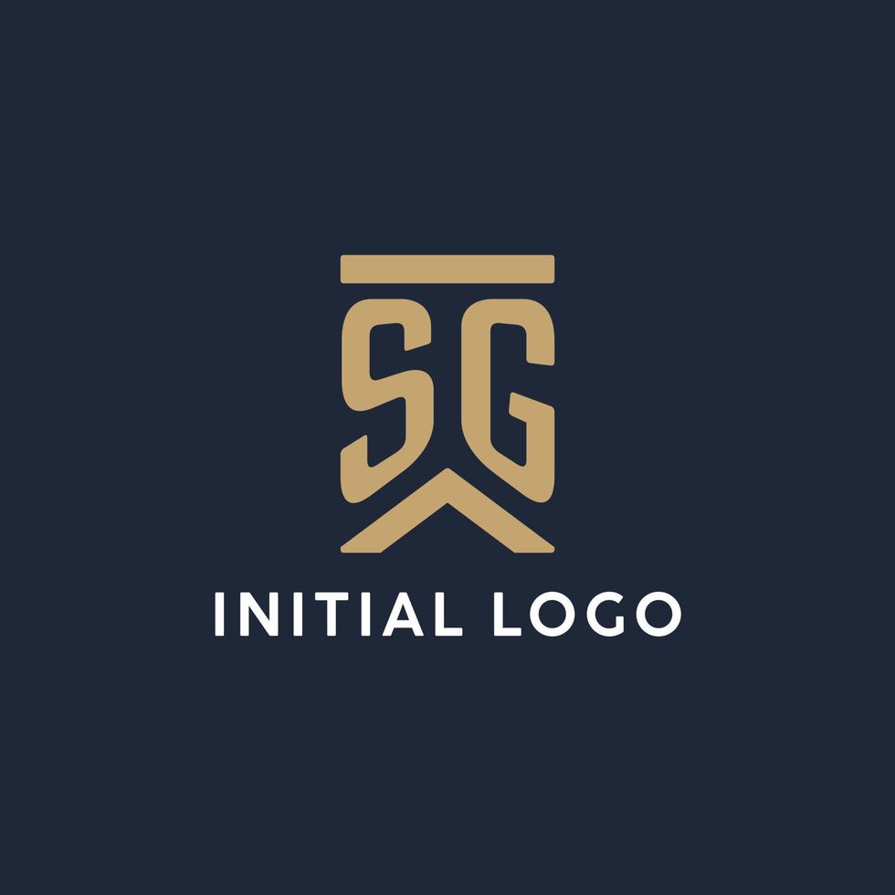 SG initial monogram logo design in a rectangular style with curved sides vector