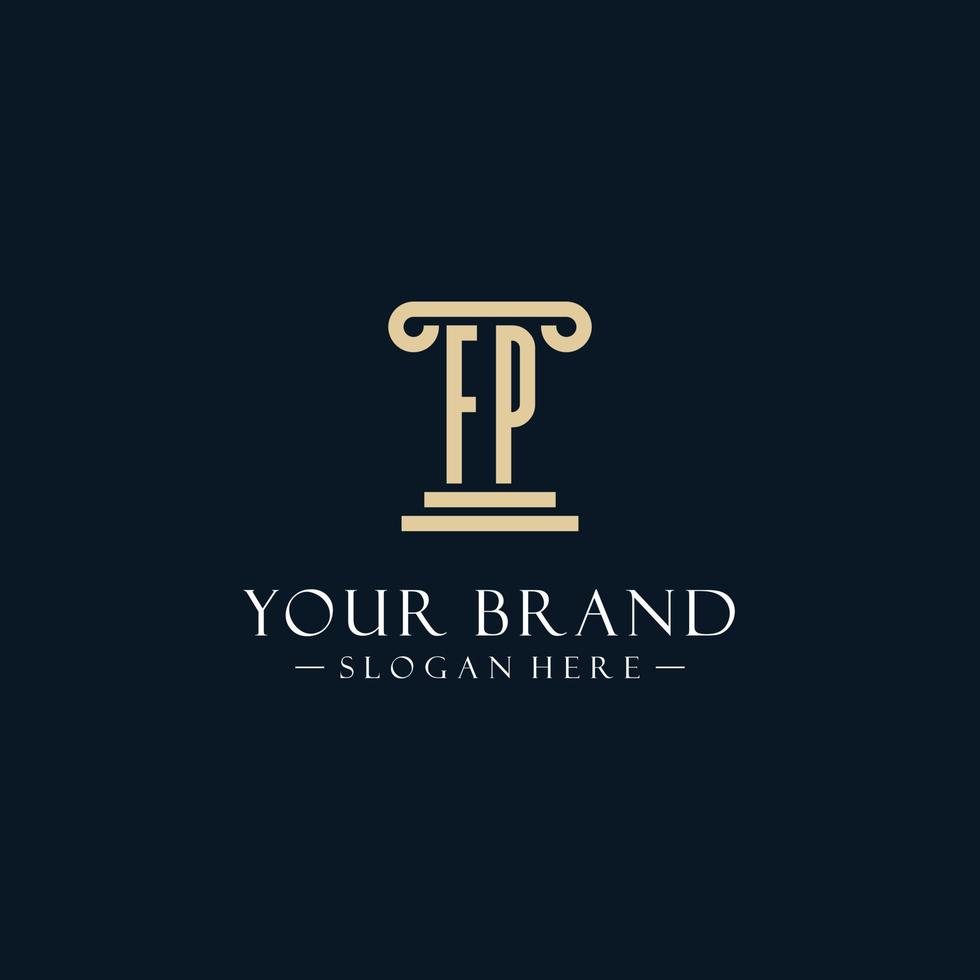 FP initial monogram logos with pillar shapes style vector