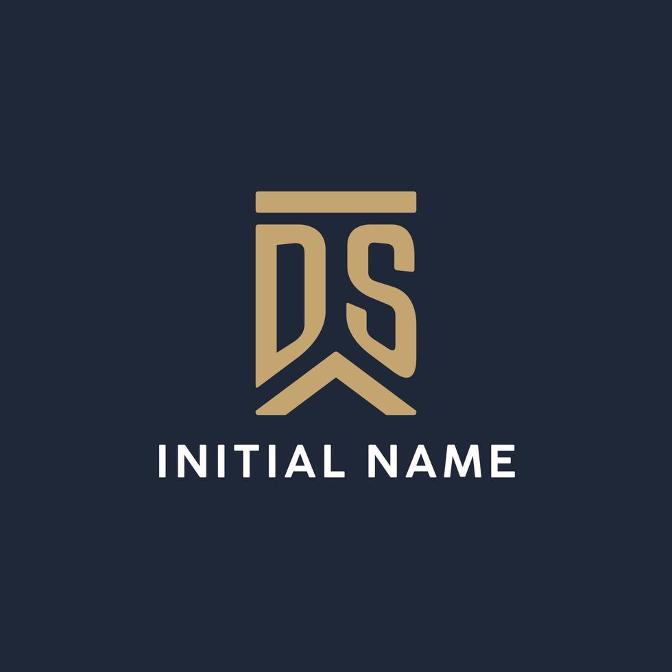 DS initial monogram logo design in a rectangular style with curved sides vector