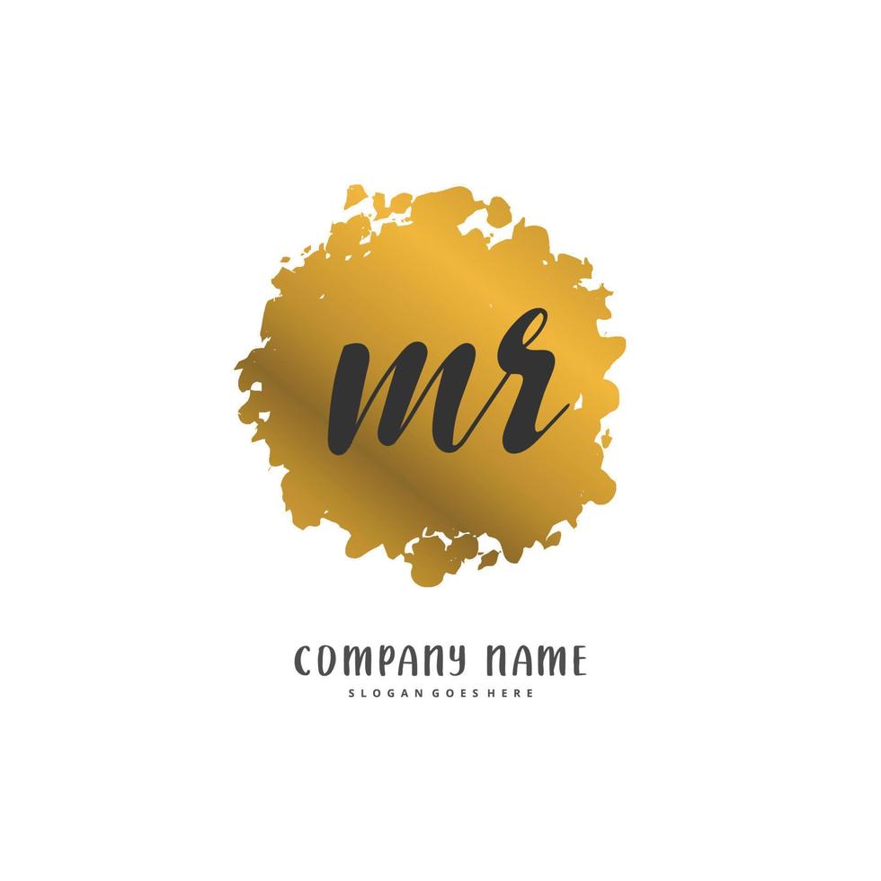 MR Initial handwriting and signature logo design with circle. Beautiful design handwritten logo for fashion, team, wedding, luxury logo. vector