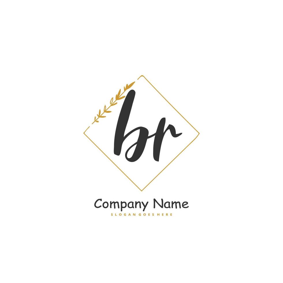 BR Initial handwriting and signature logo design with circle. Beautiful design handwritten logo for fashion, team, wedding, luxury logo. vector