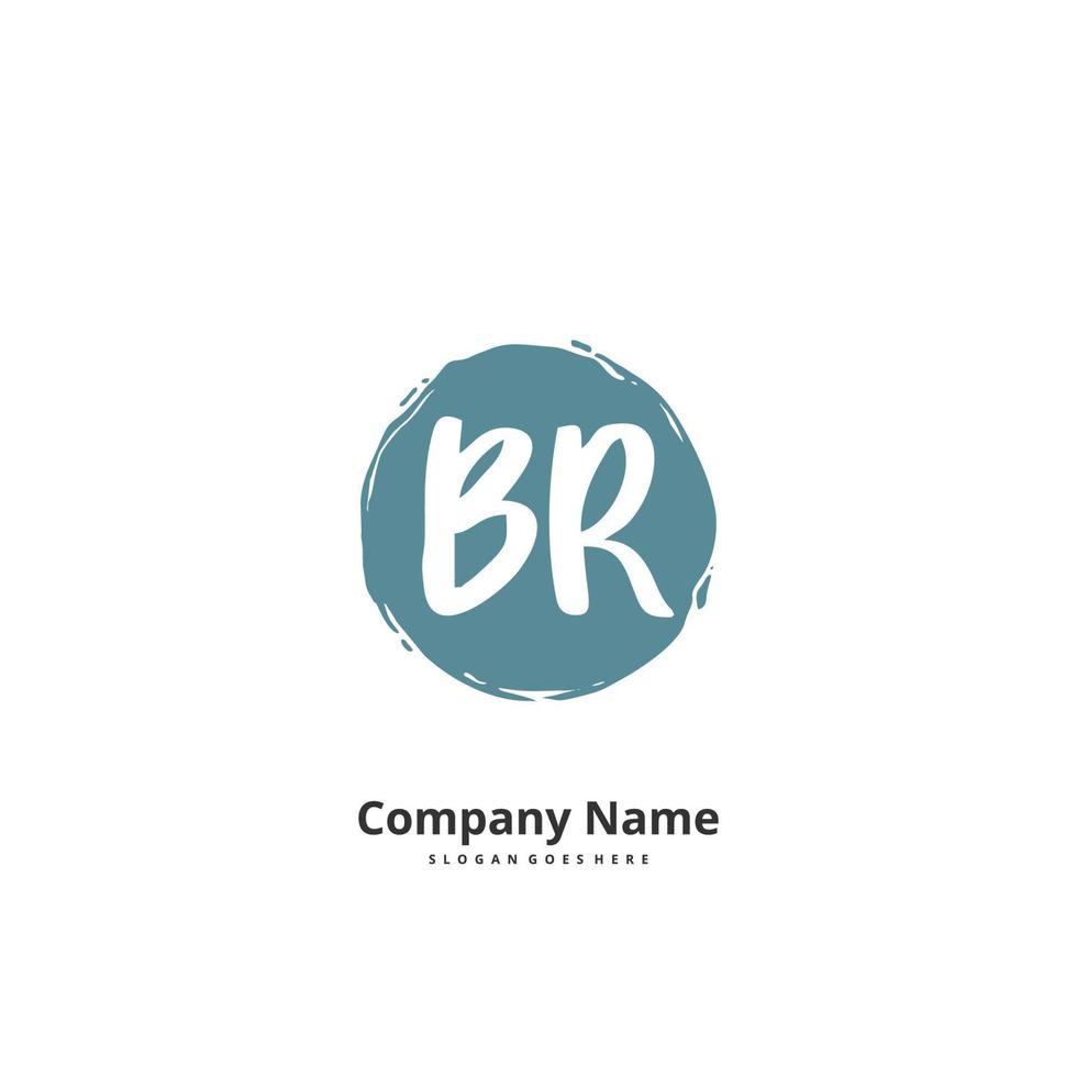 BR Initial handwriting and signature logo design with circle. Beautiful design handwritten logo for fashion, team, wedding, luxury logo. vector