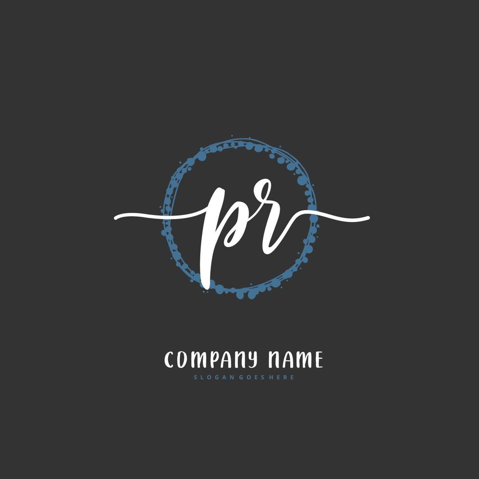 PR Initial handwriting and signature logo design with circle. Beautiful design handwritten logo for fashion, team, wedding, luxury logo. vector