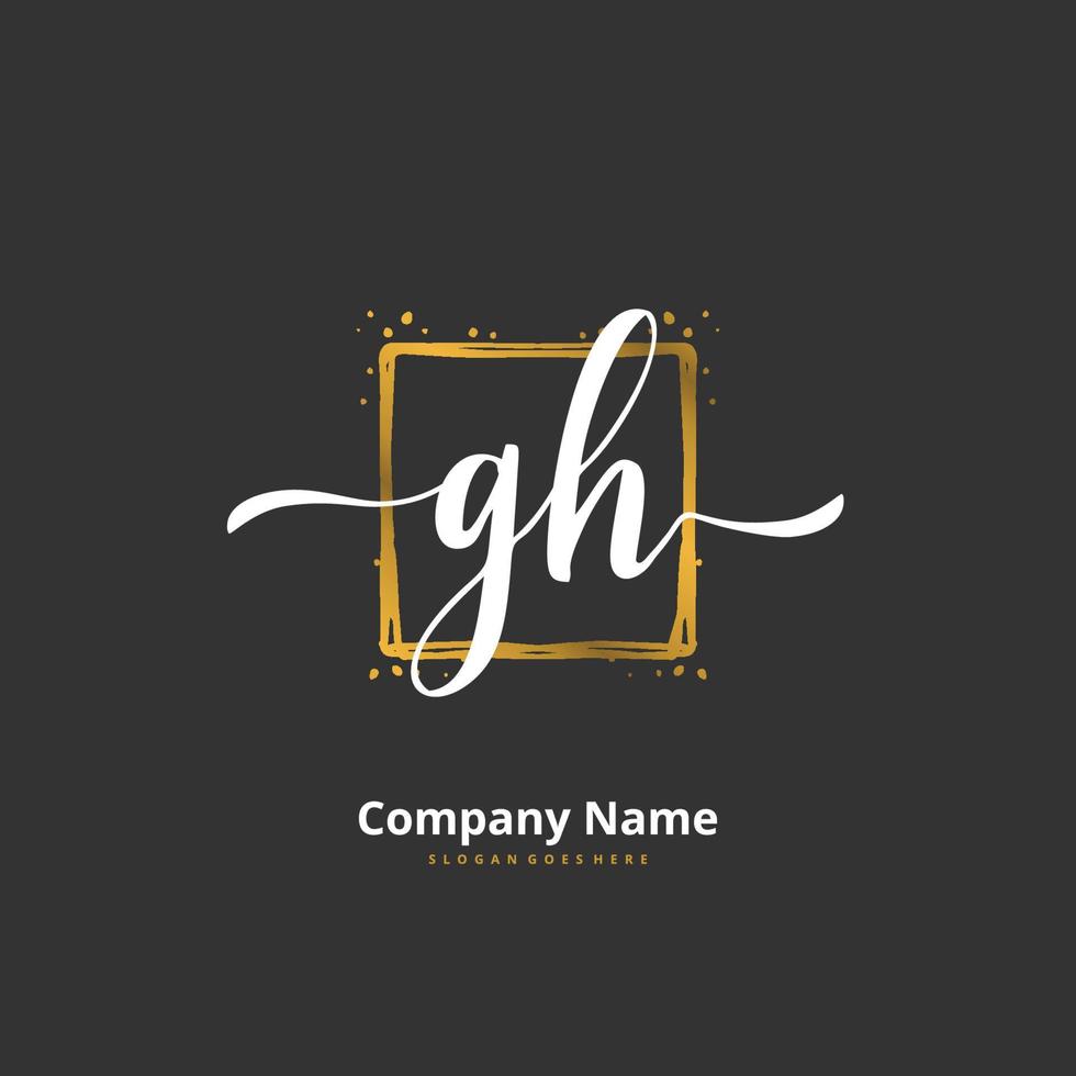 GH Initial handwriting and signature logo design with circle. Beautiful design handwritten logo for fashion, team, wedding, luxury logo. vector