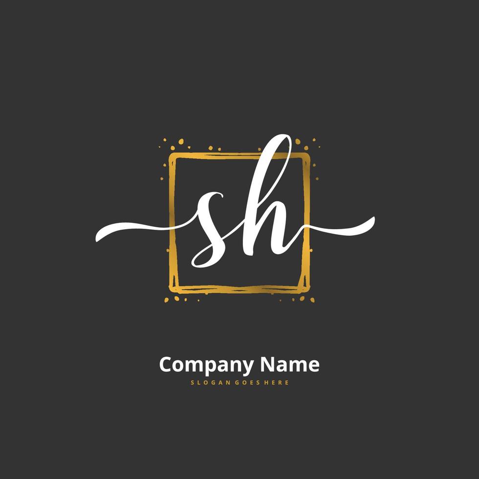 SH Initial handwriting and signature logo design with circle. Beautiful design handwritten logo for fashion, team, wedding, luxury logo. vector