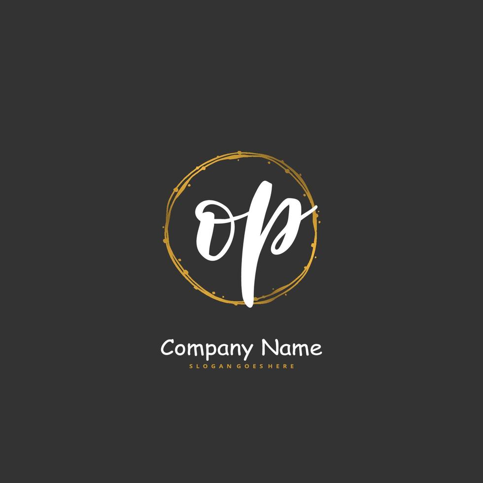 op escritura a mano inicial y diseño de logotipo de firma con círculo. hermoso diseño de logotipo escrito a mano para moda, equipo, boda, logotipo de lujo. vector