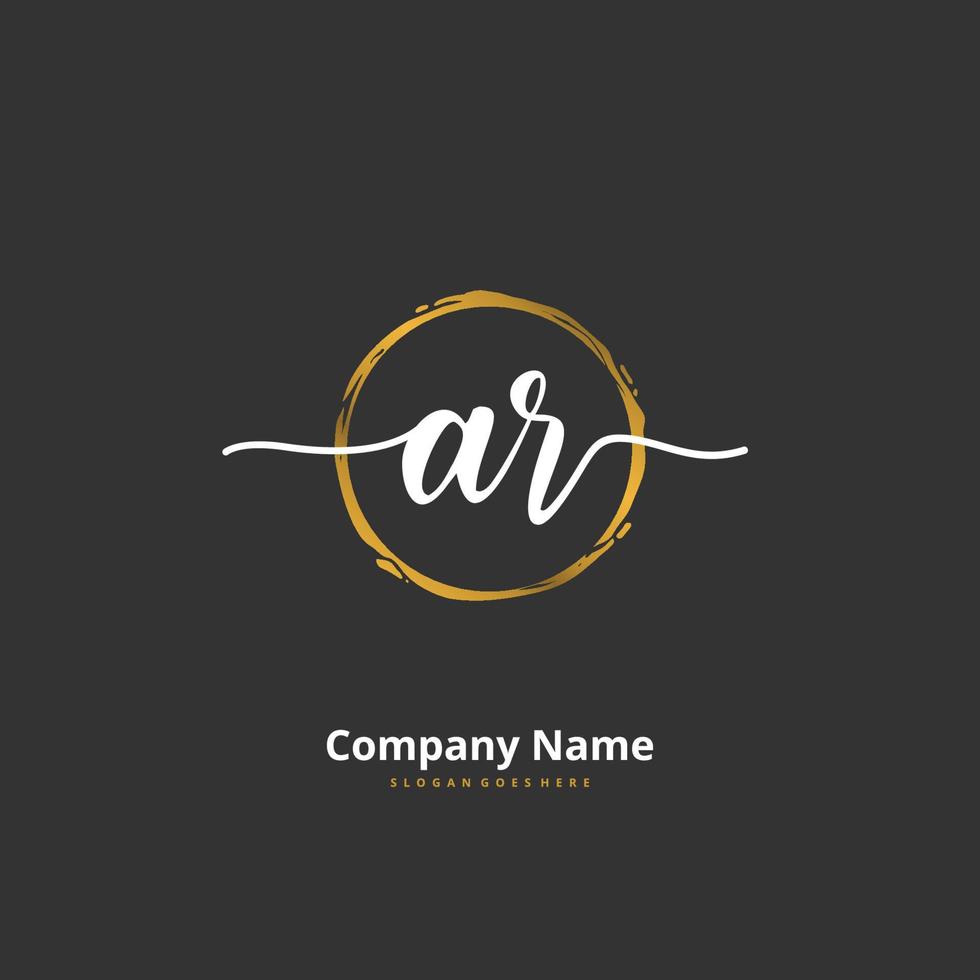 AR Initial handwriting and signature logo design with circle. Beautiful design handwritten logo for fashion, team, wedding, luxury logo. vector