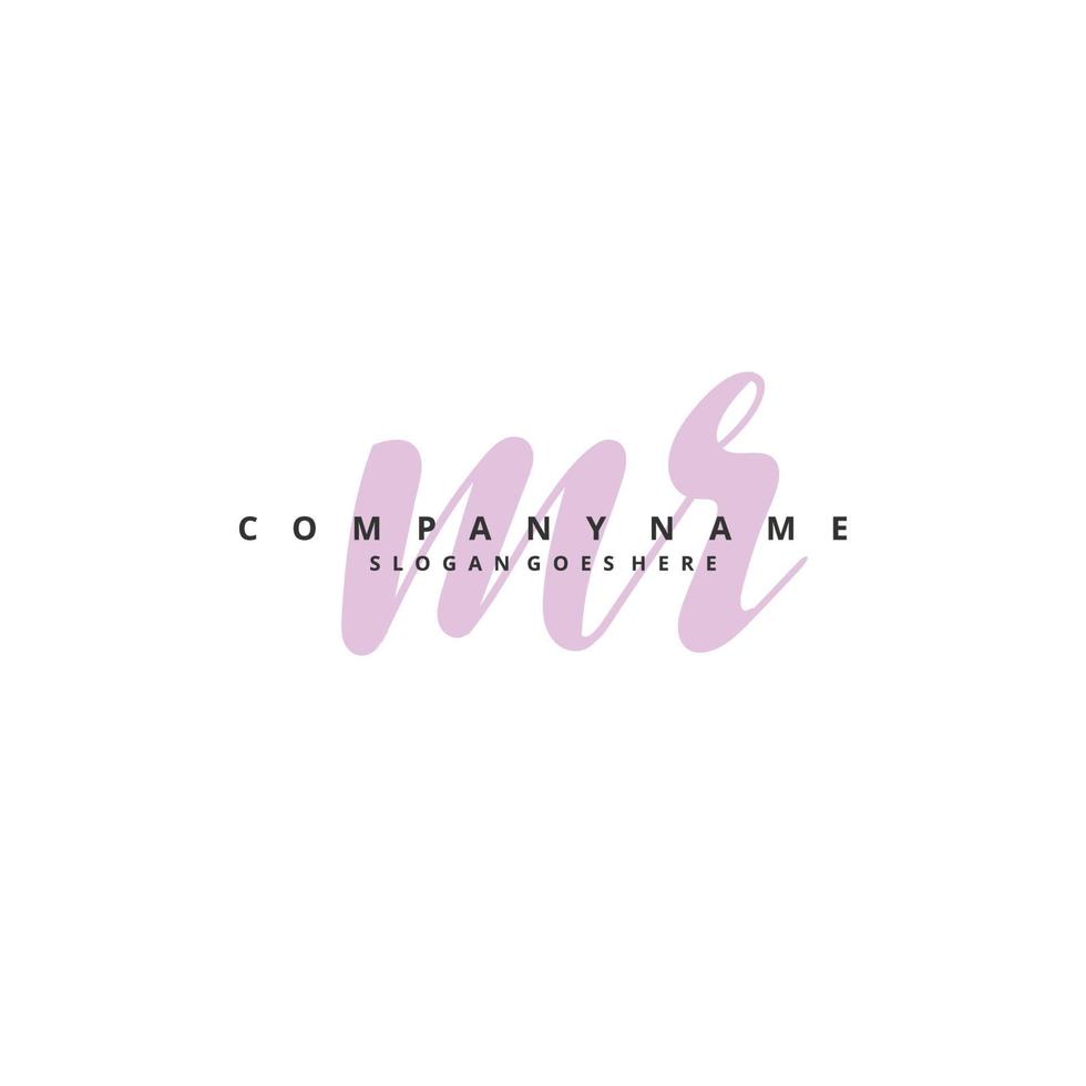 MR Initial handwriting and signature logo design with circle. Beautiful design handwritten logo for fashion, team, wedding, luxury logo. vector