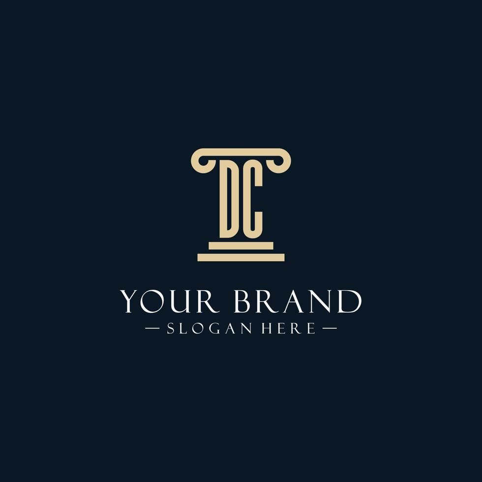 DC initial monogram logos with pillar shapes style vector