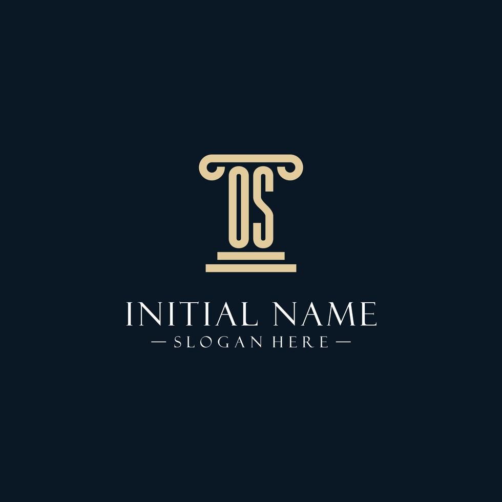 OS initial monogram logos with pillar shapes style vector