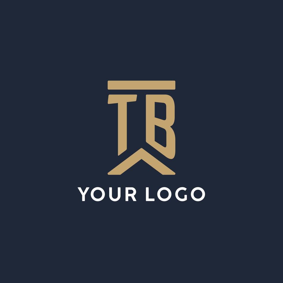 TB initial monogram logo design in a rectangular style with curved sides vector