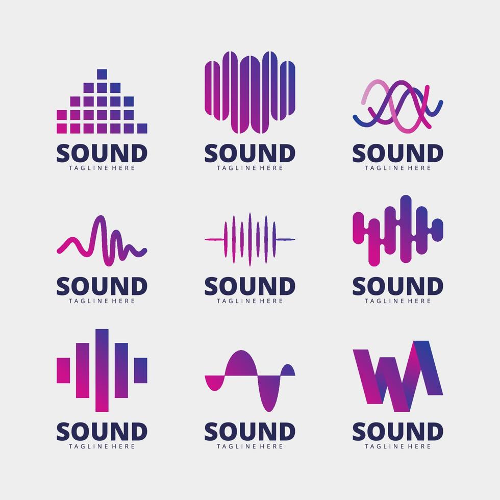 Sound Wave Abstract Logo Collection vector