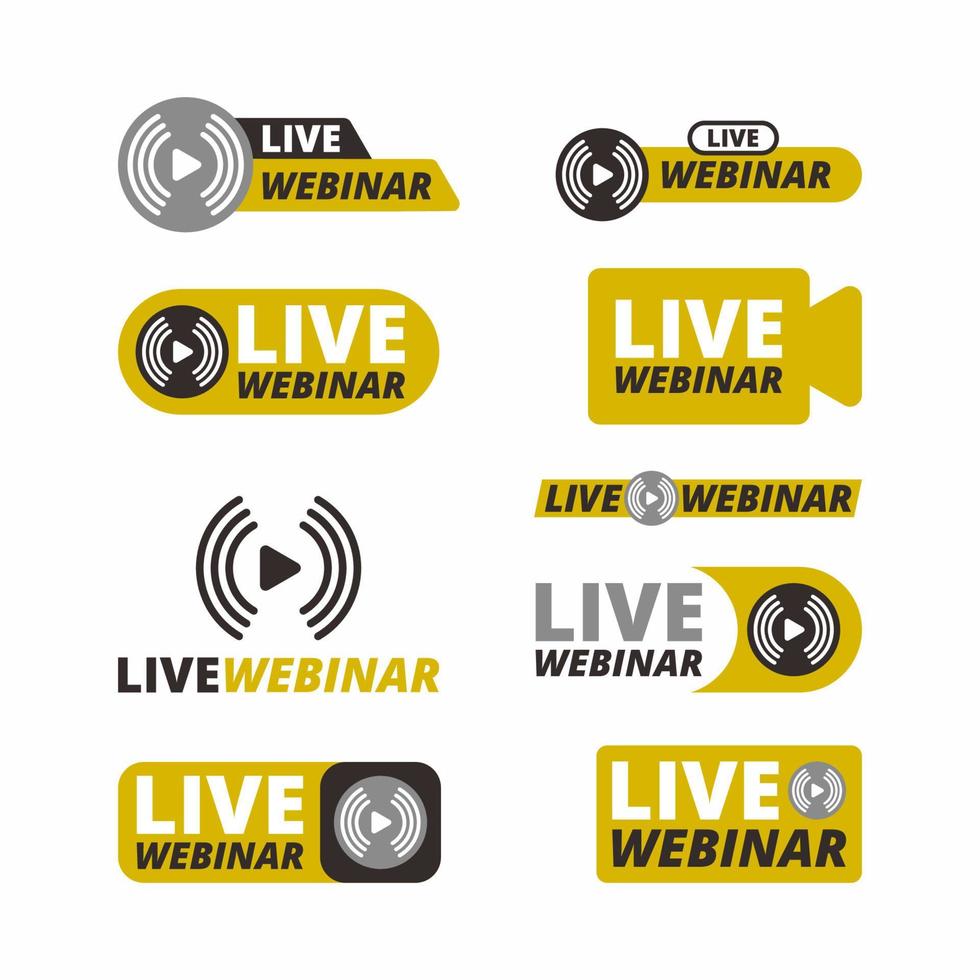 Live Webinar Icon Badge Collection vector