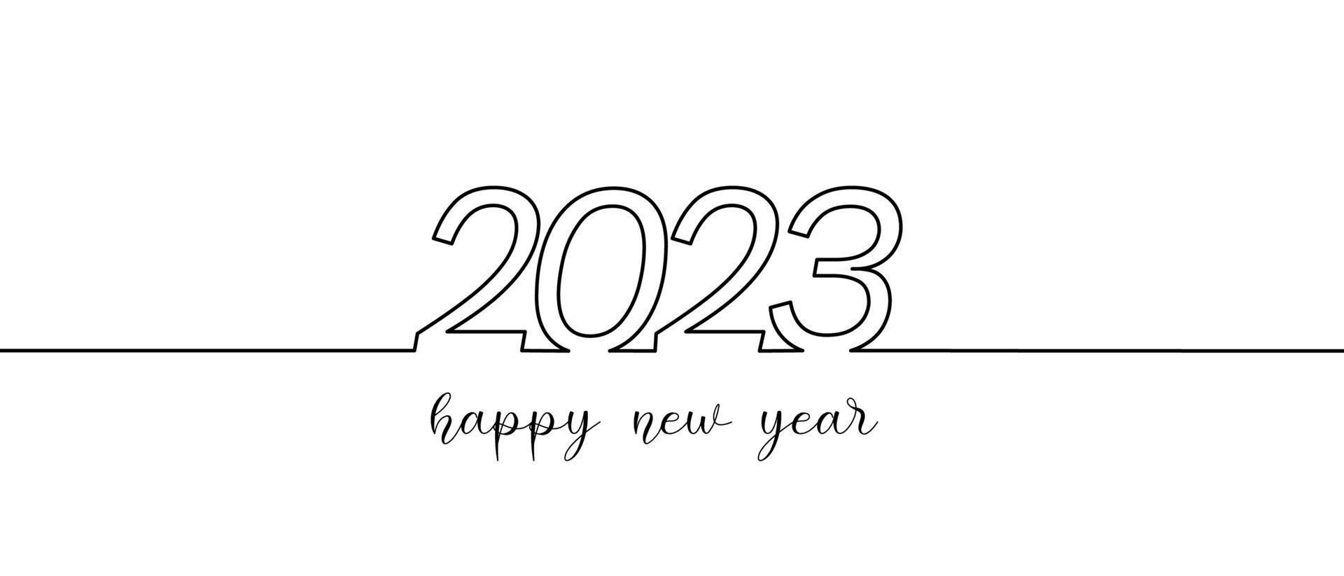 Creative concept Happy New Year 2023 text design. for Brochure design template, card, banner. Vector illustration. Isolated on white background. Vector illustration