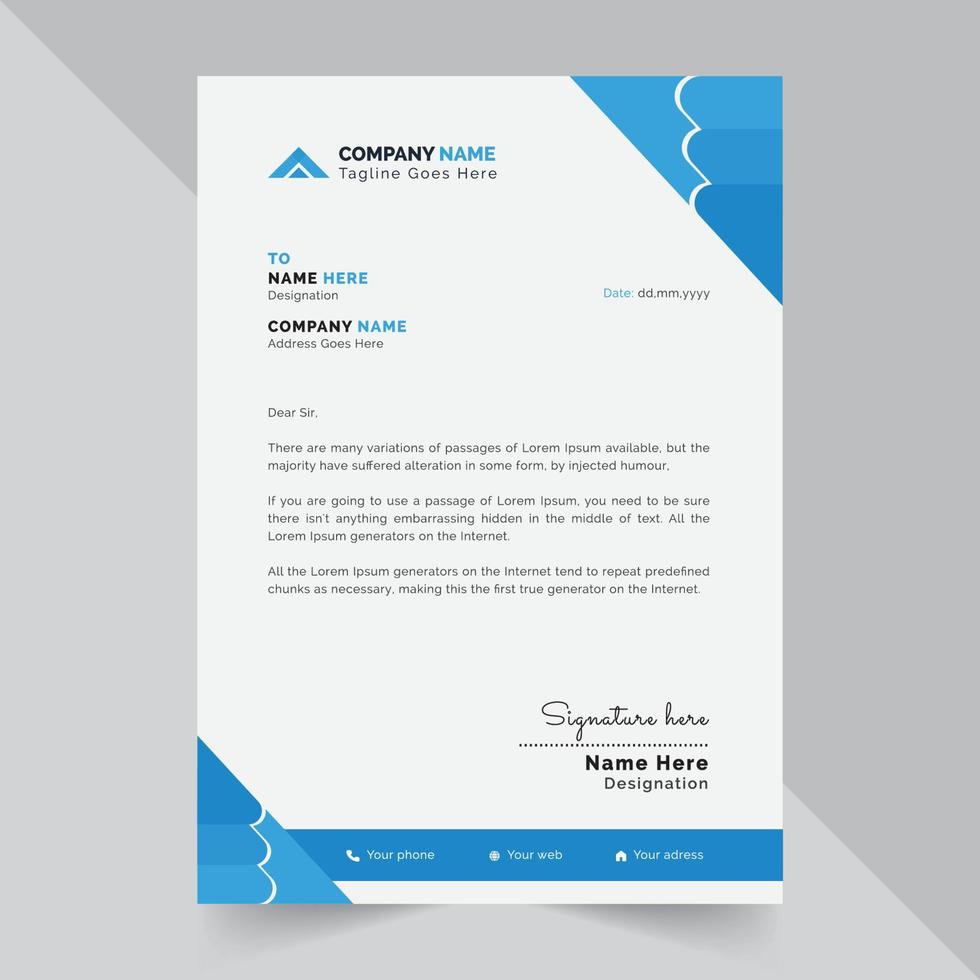 Business Letterhead With Blue Shape vector