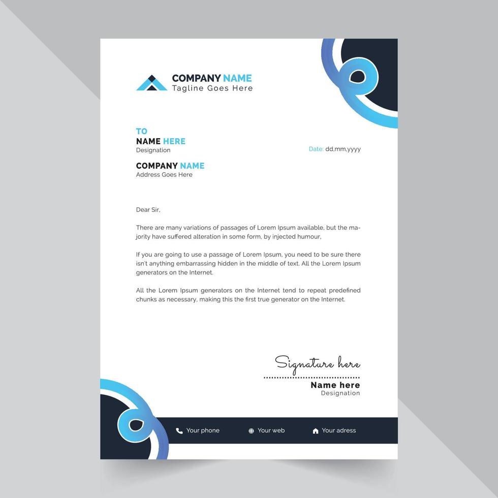 Business Letterhead Template With Blue Shape vector