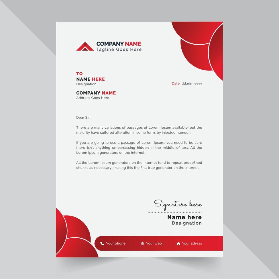 Corporate Letterhead With Red Shape vector