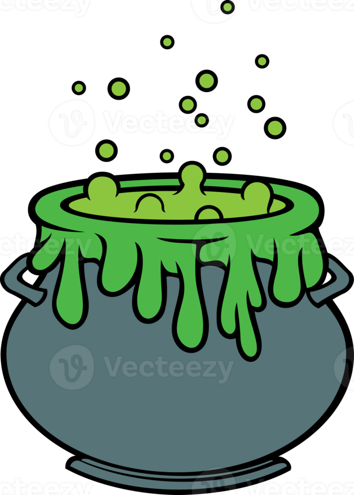 chaudron de sorcière avec potion verte png