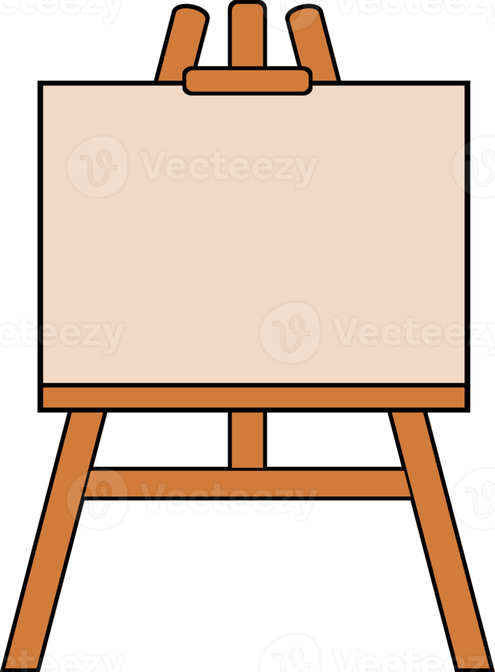 Wooden Easel with Blank Canvas png