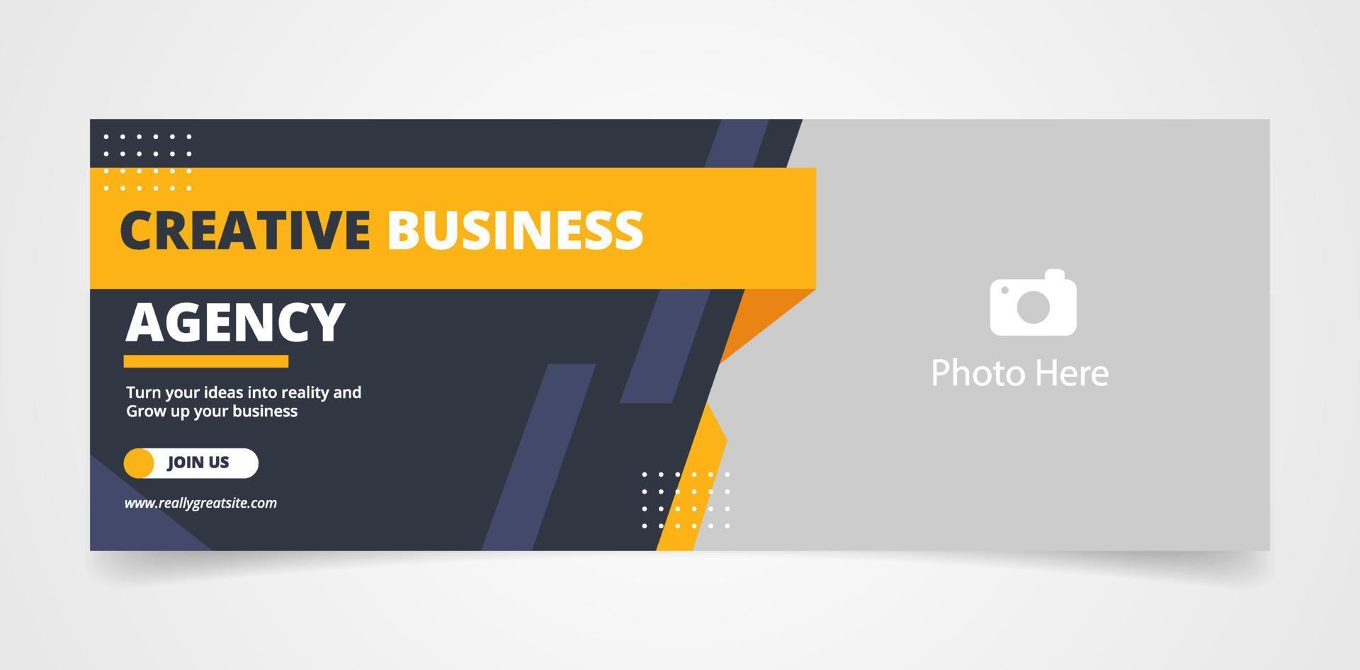 yellow and black modern business web banner template design vector