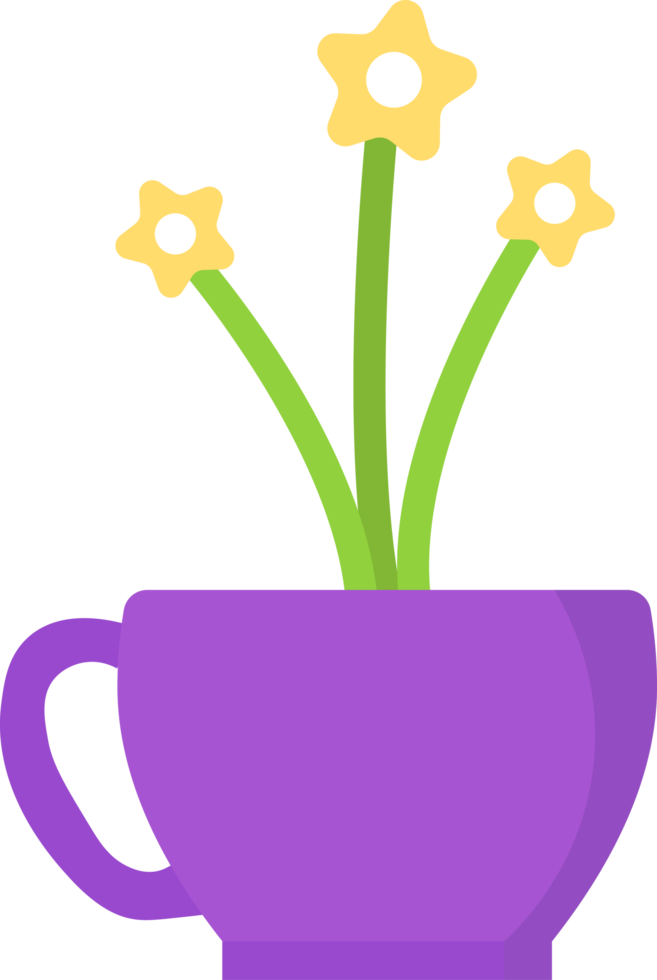 simple aesthetic yellow flower houseplant in purple pot png