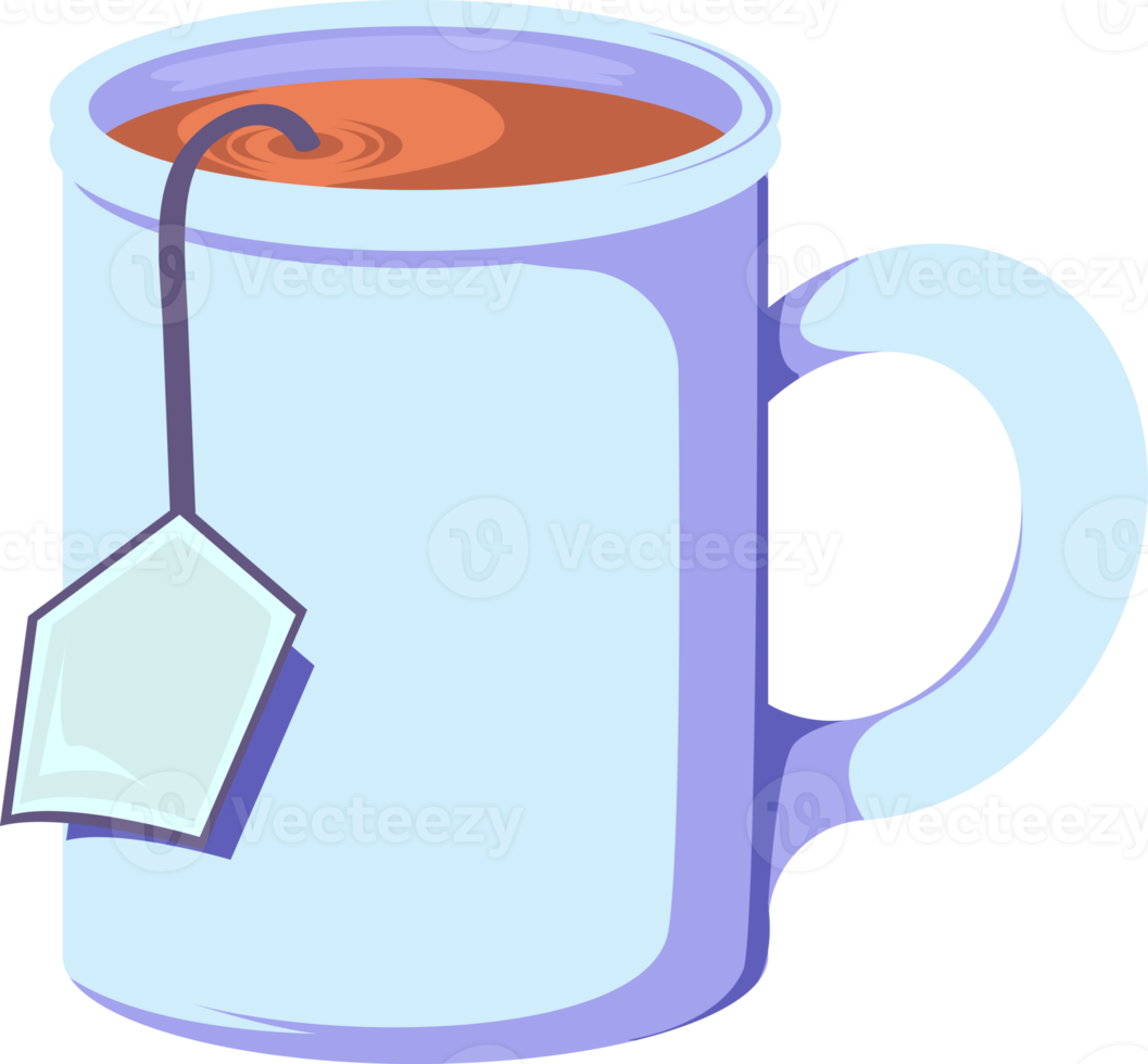 a cup of tea with paper and tea bag string png