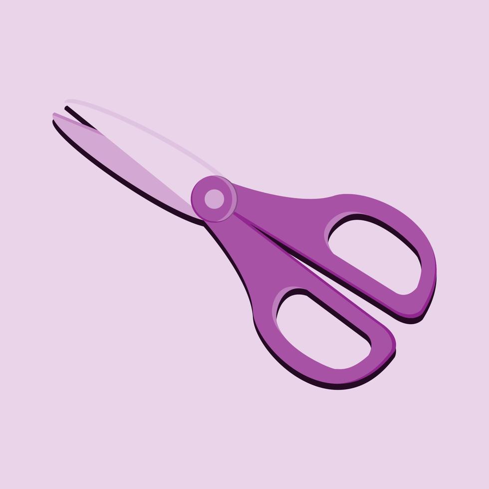 vector purple scissors with a shadow