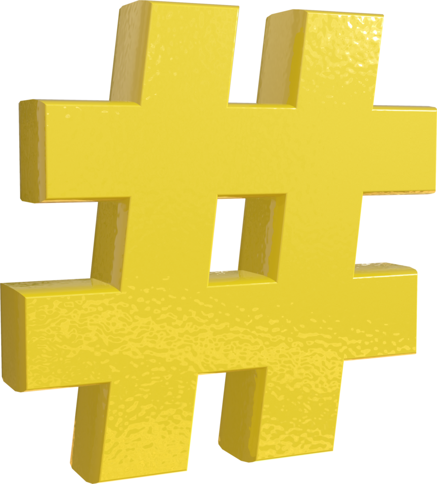 gelbes 3d-Render-Hash-Tag-Symbol png