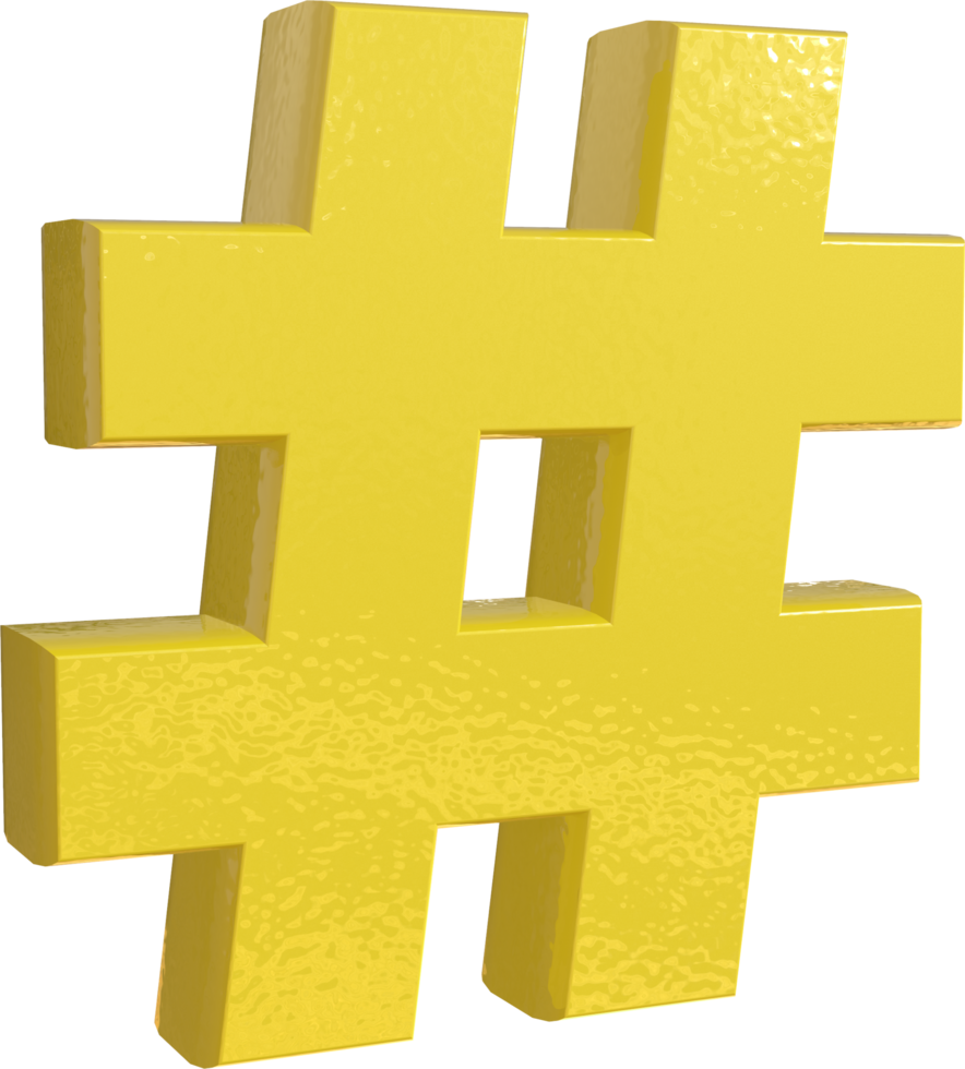 Yellow 3D Render Hash tag Symbol png