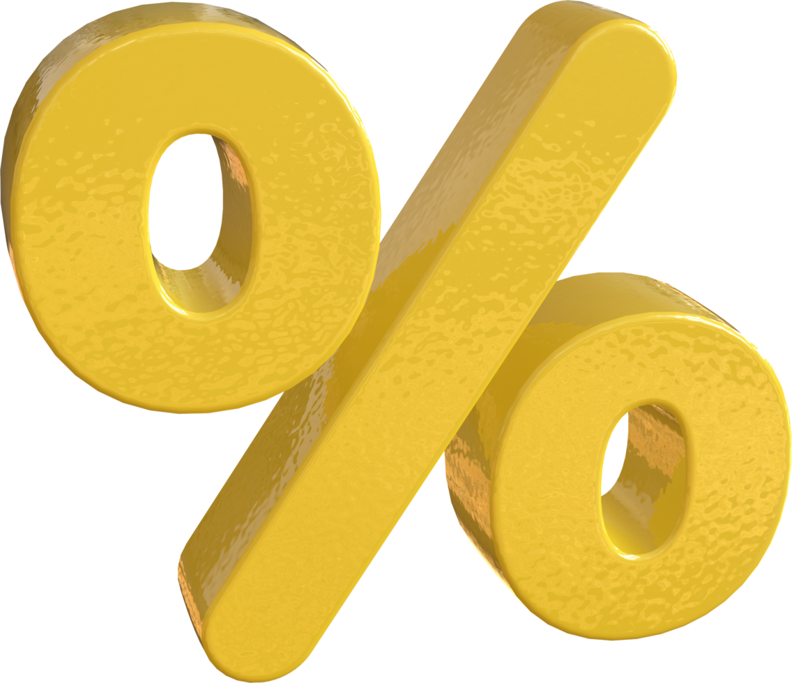 Yellow 3D Render Percentage Symbol png