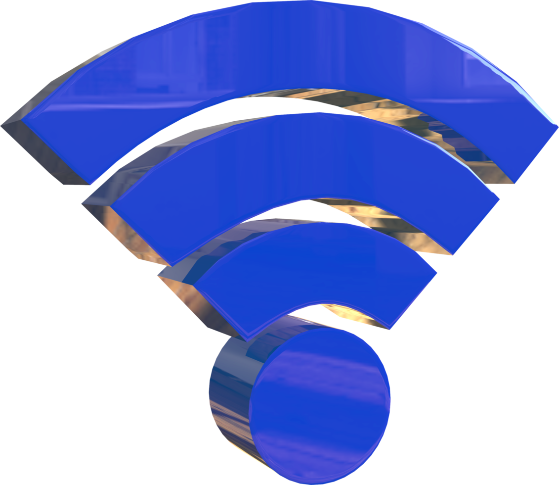 Blue Wi-Fi Text 3D Render Icon png