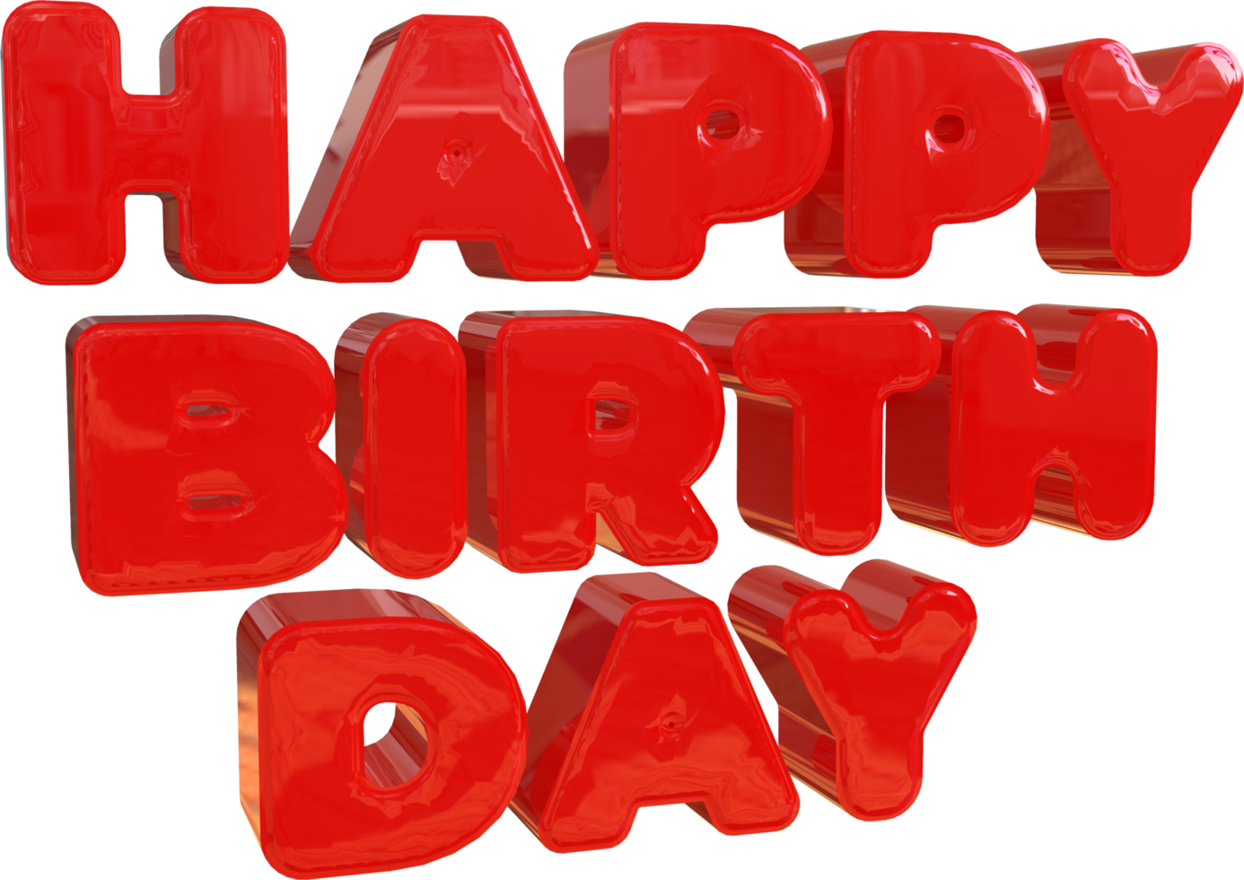 Happy Birthday 3D Render. Red Cartoon Text png