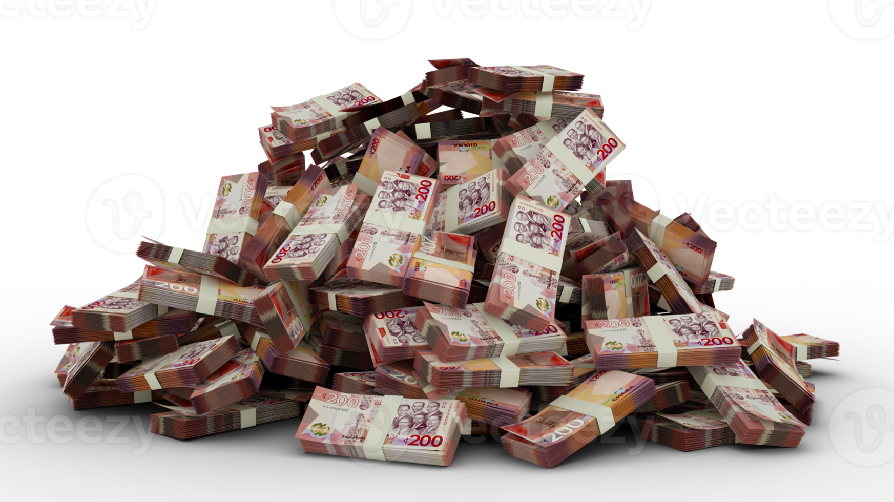 200 Euro To Cedis Big pile of 200 Ghanaian cedi notes a lot of money. 3d rendering of bundles of cash 12909624 PNG