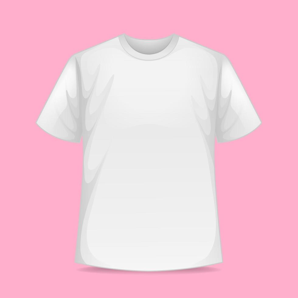 Blank white wrinkled t-shirt mockup, front view, 3d rendering. Empty dangling basic tshirt for man and woman mock up, isolated. Clear cotton classic jersey tshirt for everyday outfit template vector