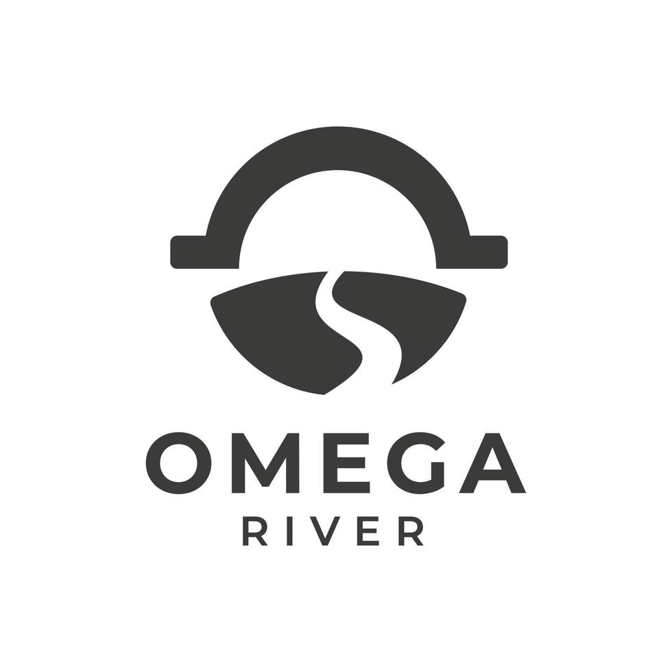 elemento simple omega ilustración del concepto griego. diseño de combinación de río omega editable sobre fondo blanco. funciona para web y móvil vector