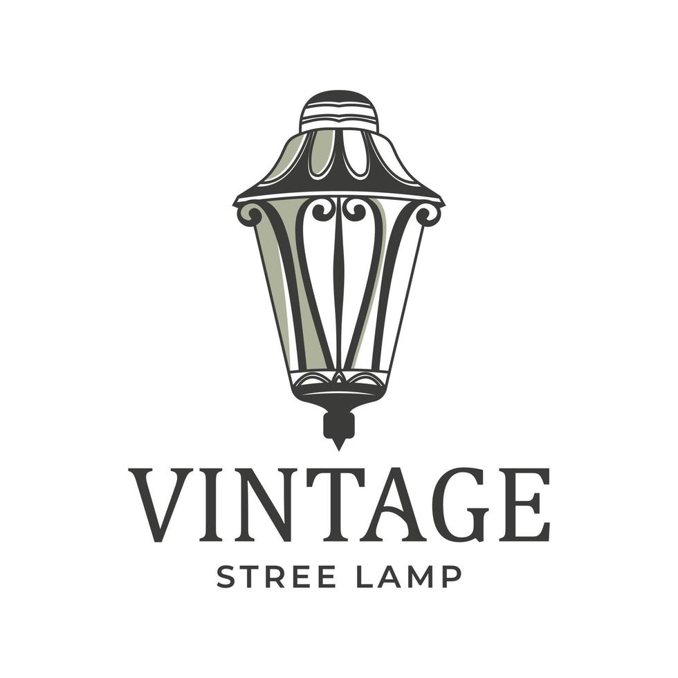 poste de linterna luz de calle clásica diseño de logotipo vintage diseño de ilustración de símbolo vectorial vector