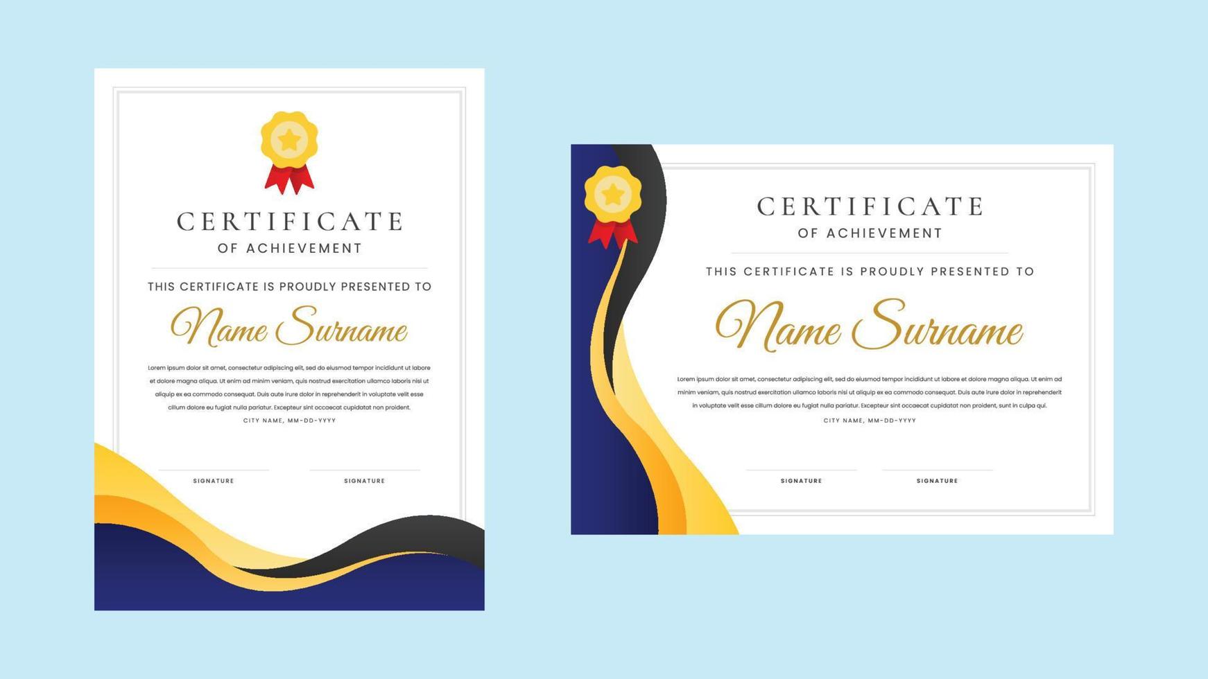 Modern Elegant Certificate Landscape and Portrait Template vector